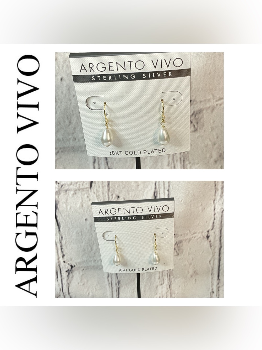 🌟🌟 Argento Vivo Sterling Silver Pearl Drop Earrings